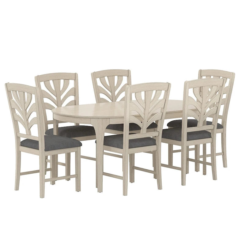 Ensemble de salle à manger VECELO 5/7 pièces comprenant une table de salle à manger ovale