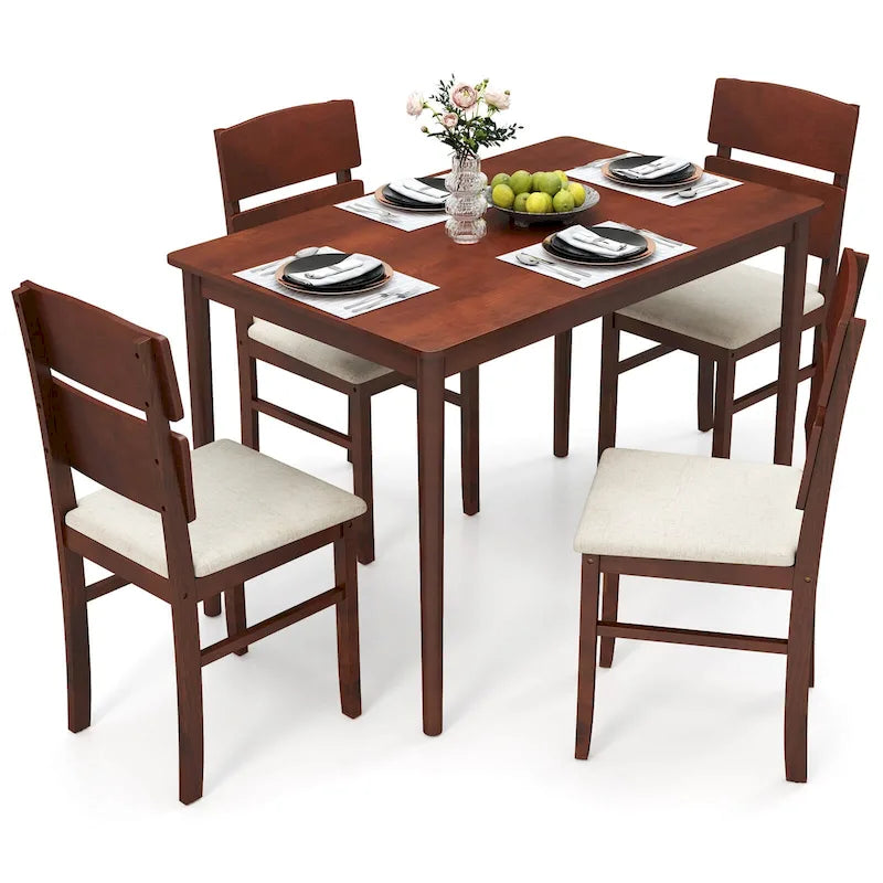 Costway Ensemble de 5 pièces pour salle à manger avec table en bois de style ferme et 4 chaises