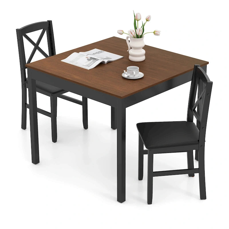 Ensemble de salle à manger 3 pièces Costway – Table carrée en bois avec 2