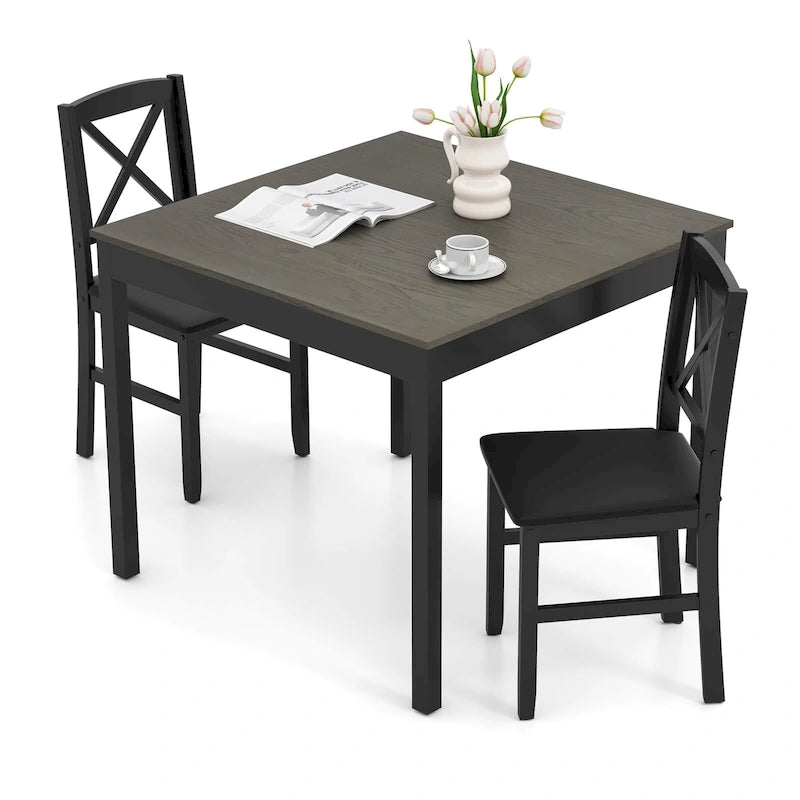 Ensemble de salle à manger 3 pièces Costway – Table carrée en bois avec 2