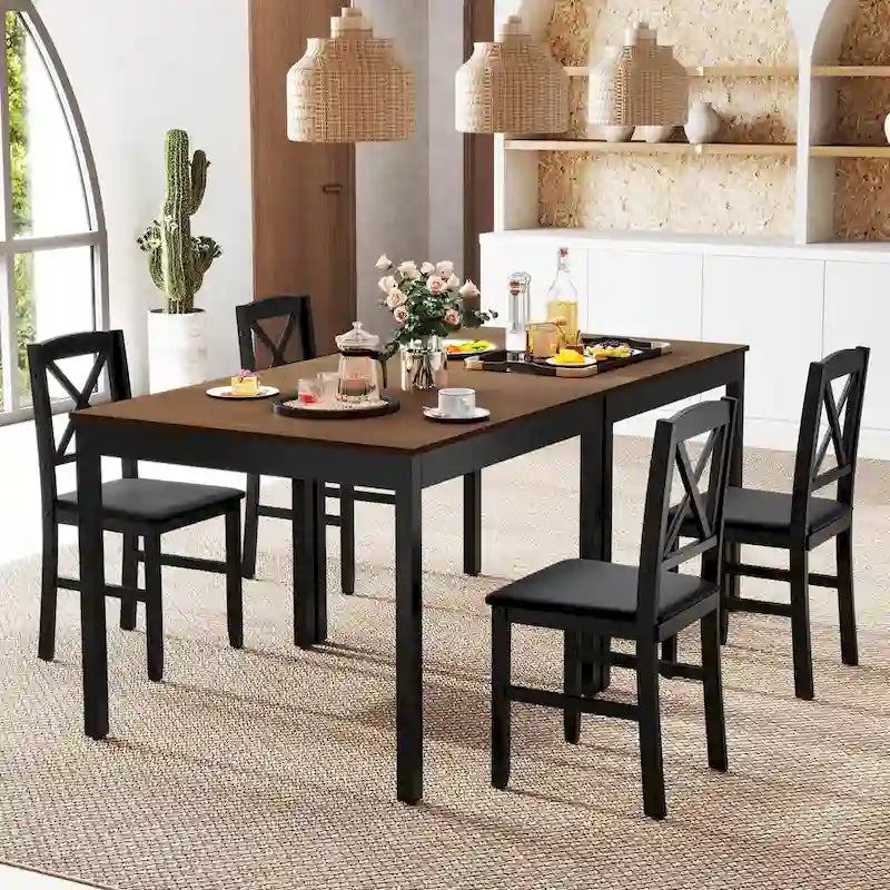 Ensemble de salle à manger 3 pièces Costway – Table carrée en bois avec 2