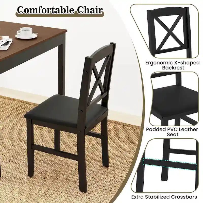 Ensemble de salle à manger 3 pièces Costway – Table carrée en bois avec 2