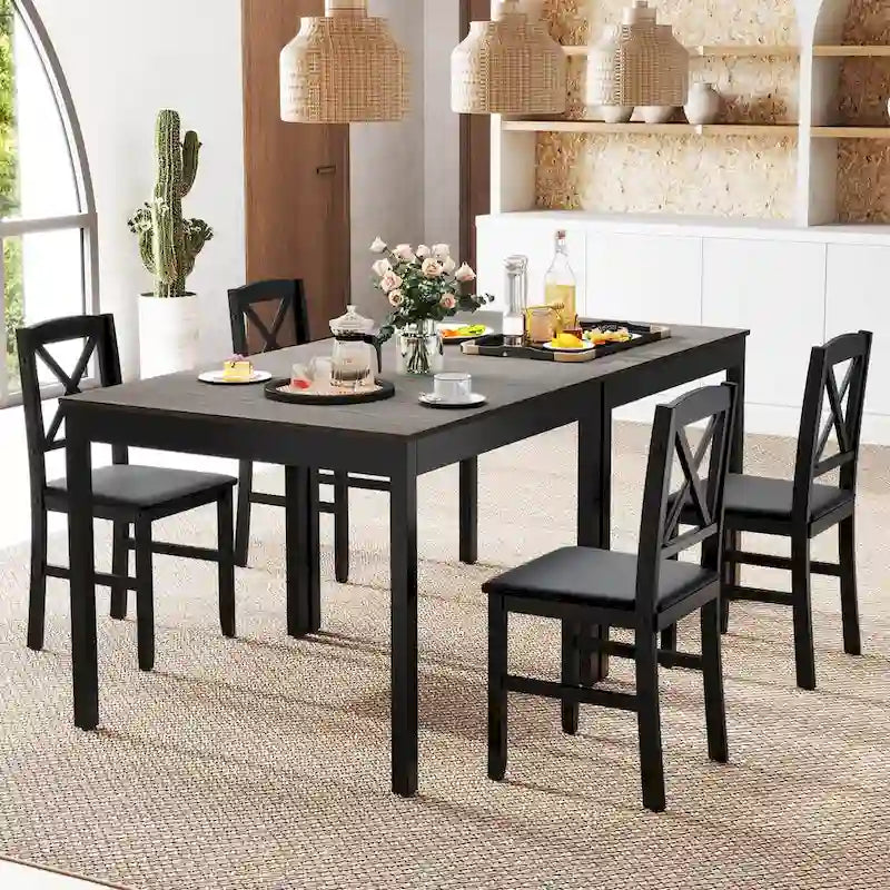 Ensemble de salle à manger 3 pièces Costway – Table carrée en bois avec 2