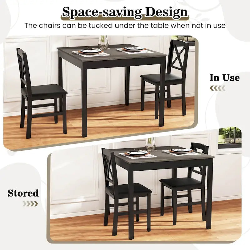 Ensemble de salle à manger 3 pièces Costway – Table carrée en bois avec 2