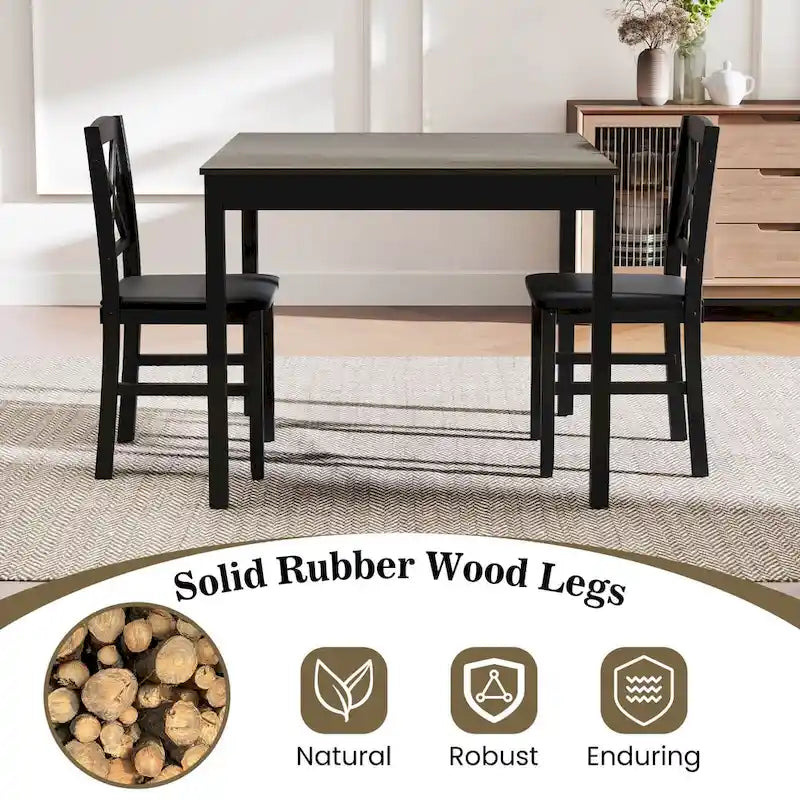 Ensemble de salle à manger 3 pièces Costway – Table carrée en bois avec 2