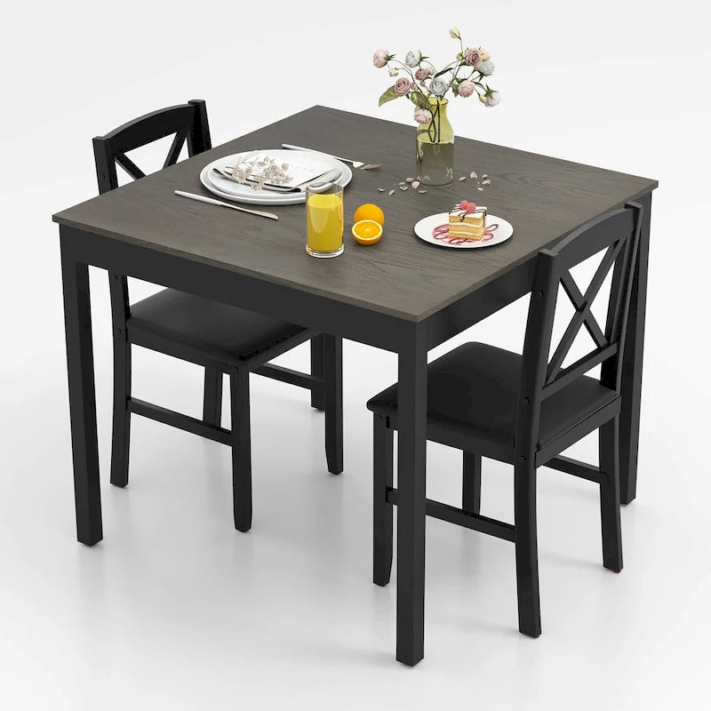 Ensemble de salle à manger 3 pièces Costway – Table carrée en bois avec 2