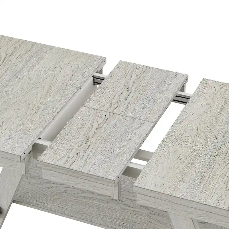 Ensemble de salle à manger VECELO 6/8 pièces avec banc, table à manger rectangulaire extensible en bois massif et 4 chaises de salle à manger en bois massif