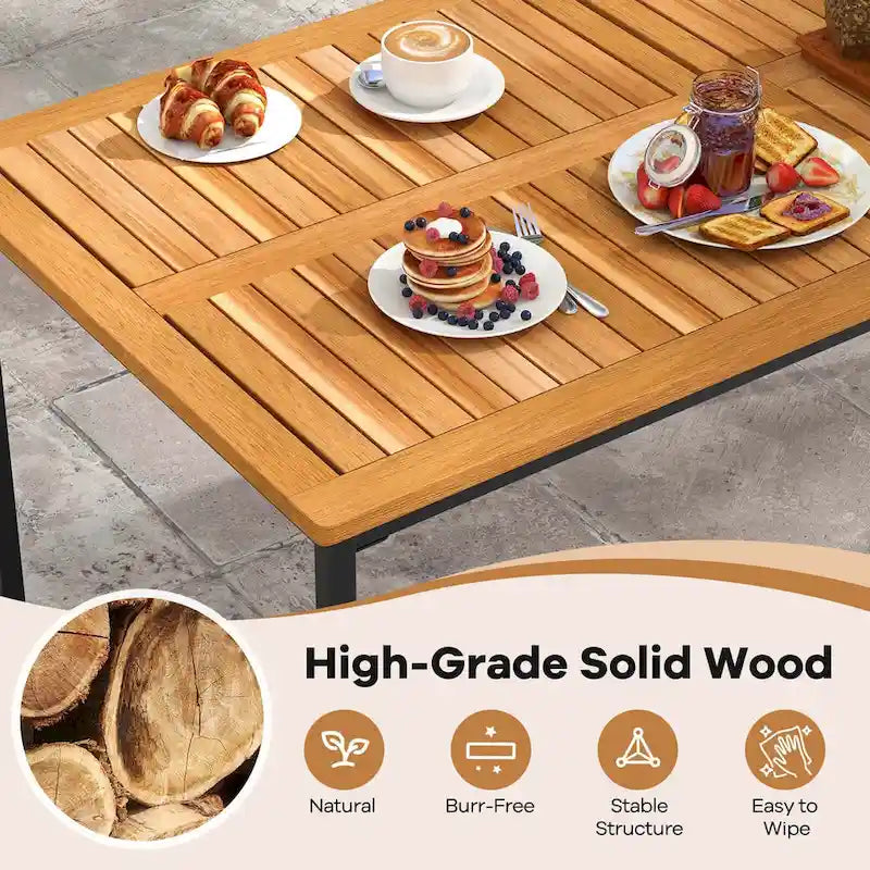 Costway Ensemble de salle à manger d'extérieur 7 pièces pour 6 avec cadre en métal et trou pour parasol - 7 PCS