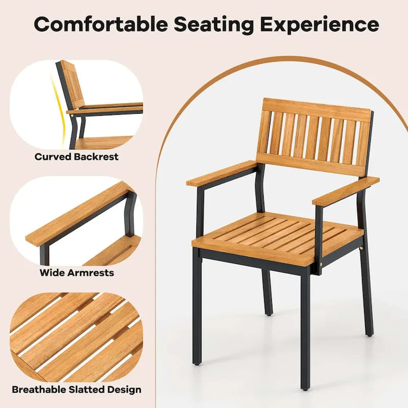 Costway Ensemble de salle à manger d'extérieur 7 pièces pour 6 avec cadre en métal et trou pour parasol - 7 PCS