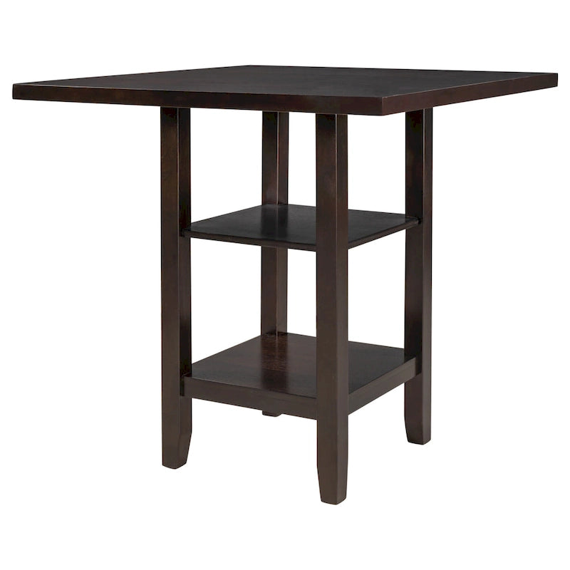 Ensemble de salle à manger 5 pièces en bois à hauteur de comptoir avec chaises rembourrées et étagères de rangement pour cuisine