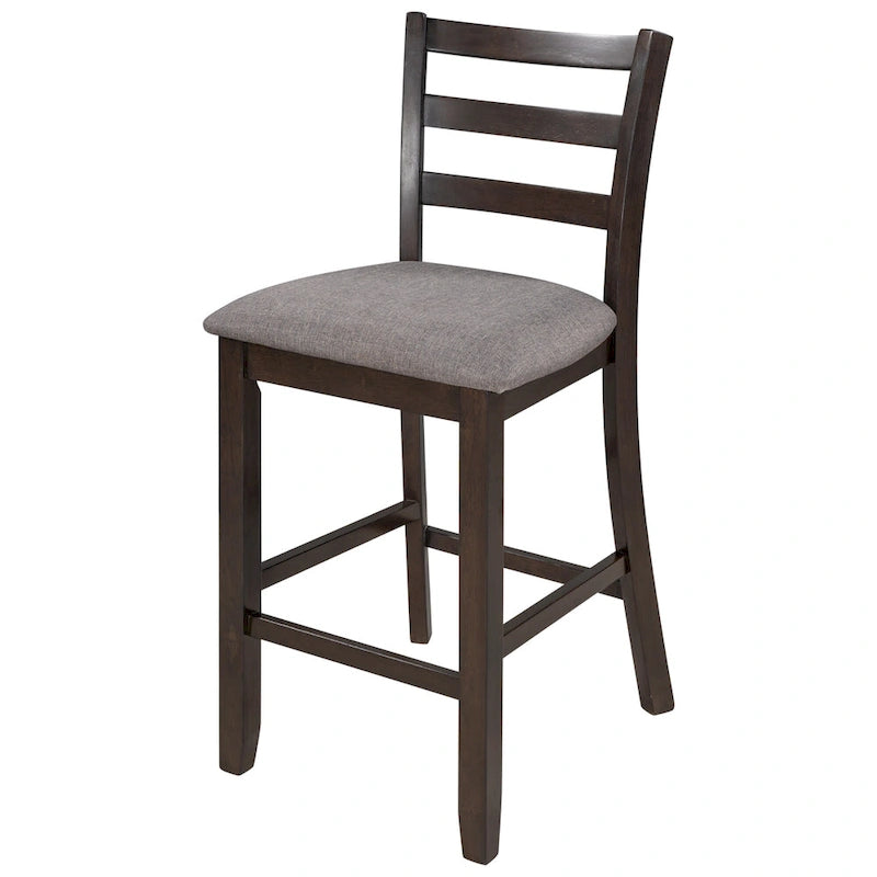 Ensemble de salle à manger 5 pièces en bois à hauteur de comptoir avec chaises rembourrées et étagères de rangement pour cuisine