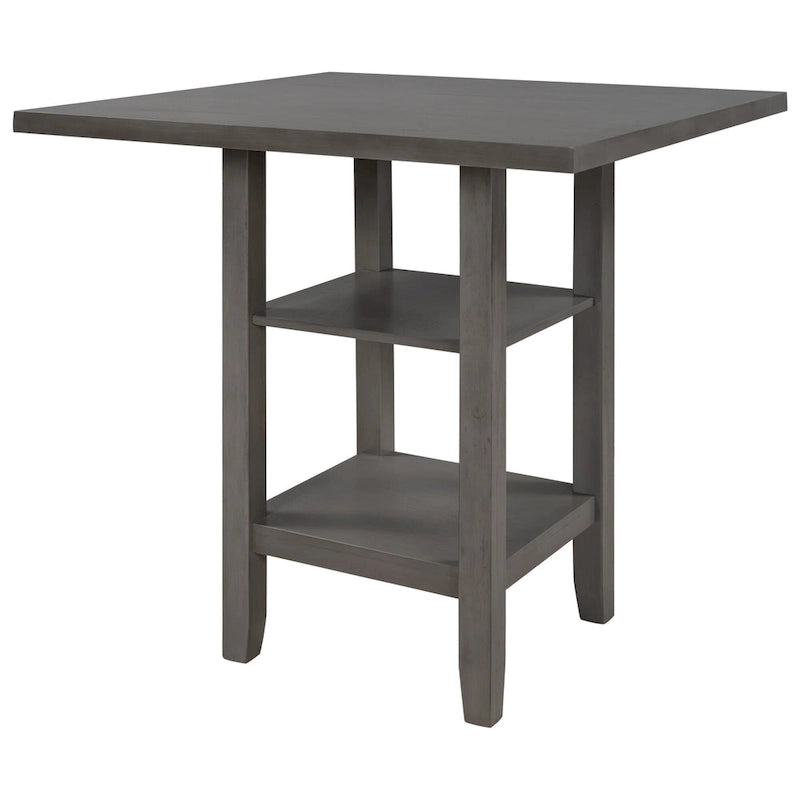 Ensemble de salle à manger 5 pièces en bois à hauteur de comptoir avec chaises rembourrées et étagères de rangement pour cuisine