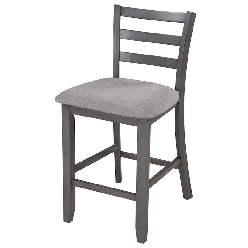 Ensemble de salle à manger 5 pièces en bois à hauteur de comptoir avec chaises rembourrées et étagères de rangement pour cuisine
