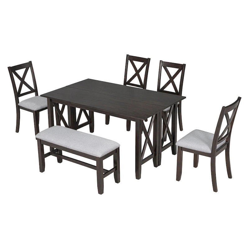 Ensembles table et chaises de salle à manger pliables multifonctionnels, ensembles table et chaises de salle à manger pour fêtes à domicile avec pieds de table en forme de X pour la cuisine