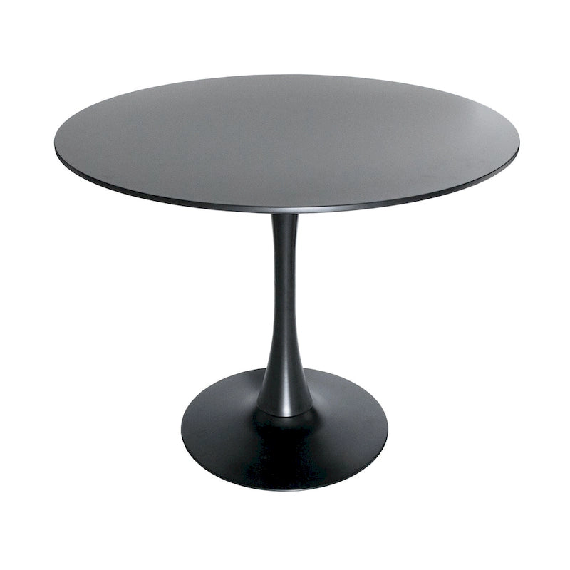 Ensemble de salle à manger 5 pièces avec table ronde en MDF de 35" et 4 chaises latérales en plastique ABS avec pieds en métal doré