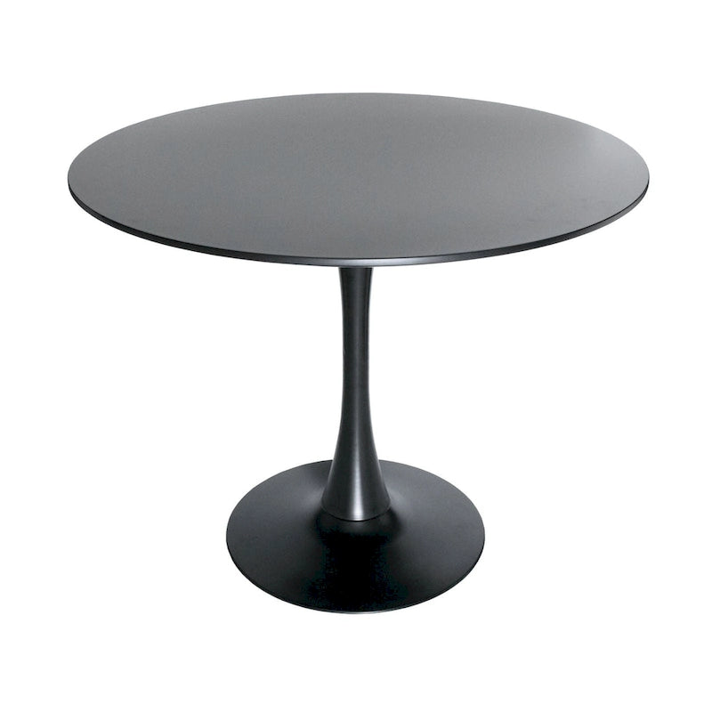 Ensemble de salle à manger 5 pièces avec table ronde en MDF de 35" et 4 chaises latérales en plastique ABS avec pieds en métal doré