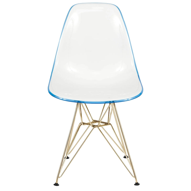 Ensemble de salle à manger 5 pièces avec table ronde en MDF de 35" et 4 chaises latérales en plastique ABS avec pieds en métal doré