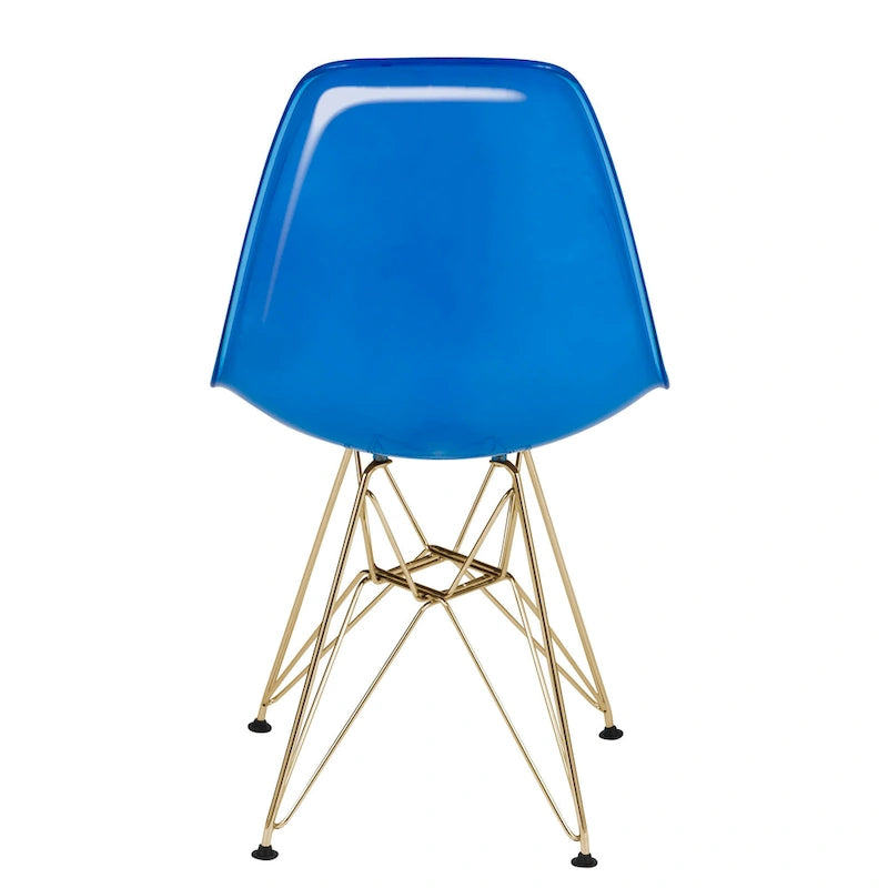 Ensemble de salle à manger 5 pièces avec table ronde en MDF de 35" et 4 chaises latérales en plastique ABS avec pieds en métal doré