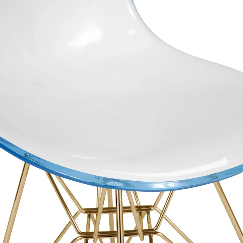 Ensemble de salle à manger 5 pièces avec table ronde en MDF de 35" et 4 chaises latérales en plastique ABS avec pieds en métal doré