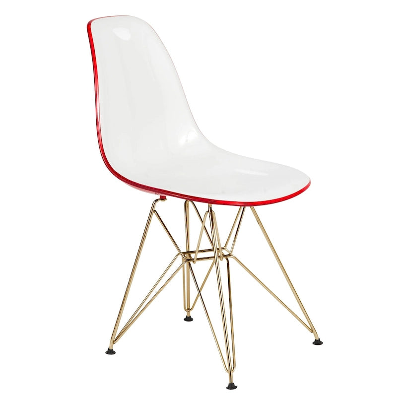 Ensemble de salle à manger 5 pièces avec table ronde en MDF de 35" et 4 chaises latérales en plastique ABS avec pieds en métal doré