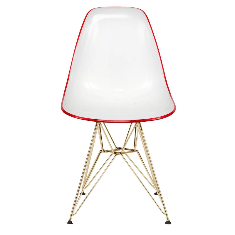 Ensemble de salle à manger 5 pièces avec table ronde en MDF de 35" et 4 chaises latérales en plastique ABS avec pieds en métal doré