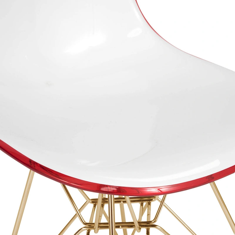 Ensemble de salle à manger 5 pièces avec table ronde en MDF de 35" et 4 chaises latérales en plastique ABS avec pieds en métal doré