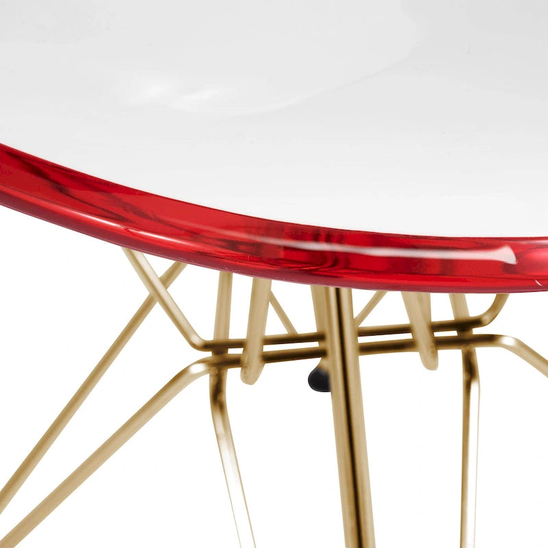 Ensemble de salle à manger 5 pièces avec table ronde en MDF de 35" et 4 chaises latérales en plastique ABS avec pieds en métal doré