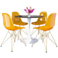 Ensemble de salle à manger 5 pièces Bristol – Table ronde 35" et 4 chaises en plastique avec base dorée