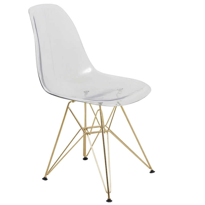 Ensemble de salle à manger 5 pièces Bristol – Table ronde 35" et 4 chaises en plastique avec base dorée