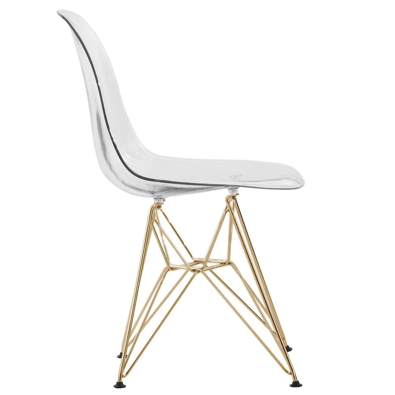 Ensemble de salle à manger 5 pièces Bristol – Table ronde 35" et 4 chaises en plastique avec base dorée
