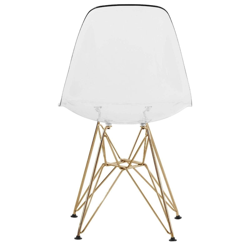 Ensemble de salle à manger 5 pièces Bristol – Table ronde 35" et 4 chaises en plastique avec base dorée