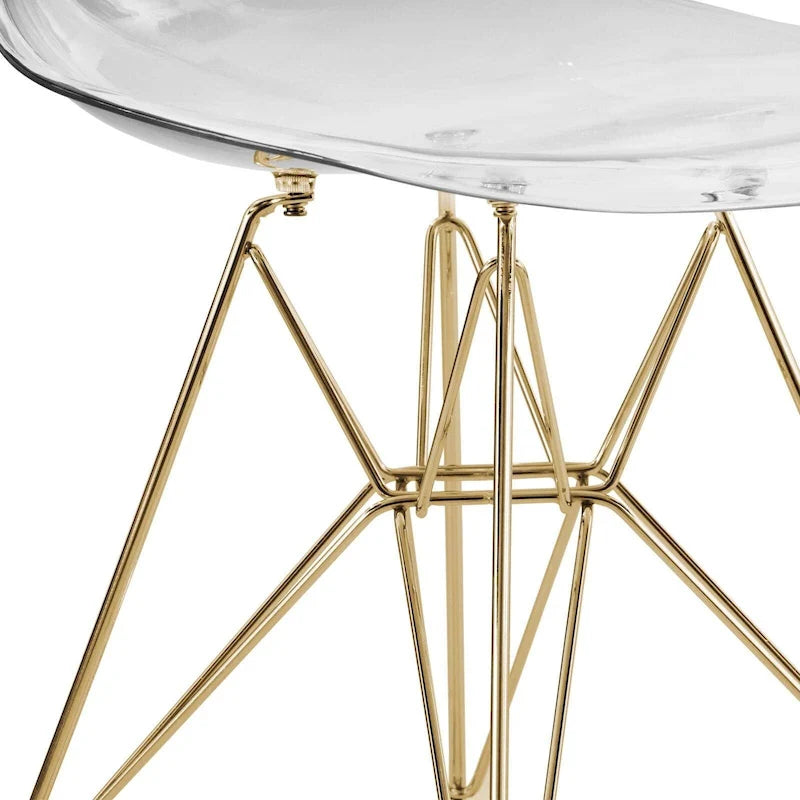 Ensemble de salle à manger 5 pièces Bristol – Table ronde 35" et 4 chaises en plastique avec base dorée