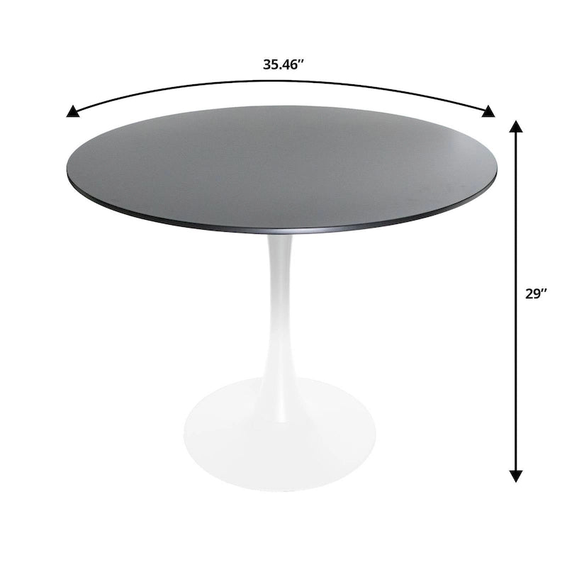 Ensemble de salle à manger 5 pièces Bristol – Table ronde 35" et 4 chaises en plastique avec base dorée