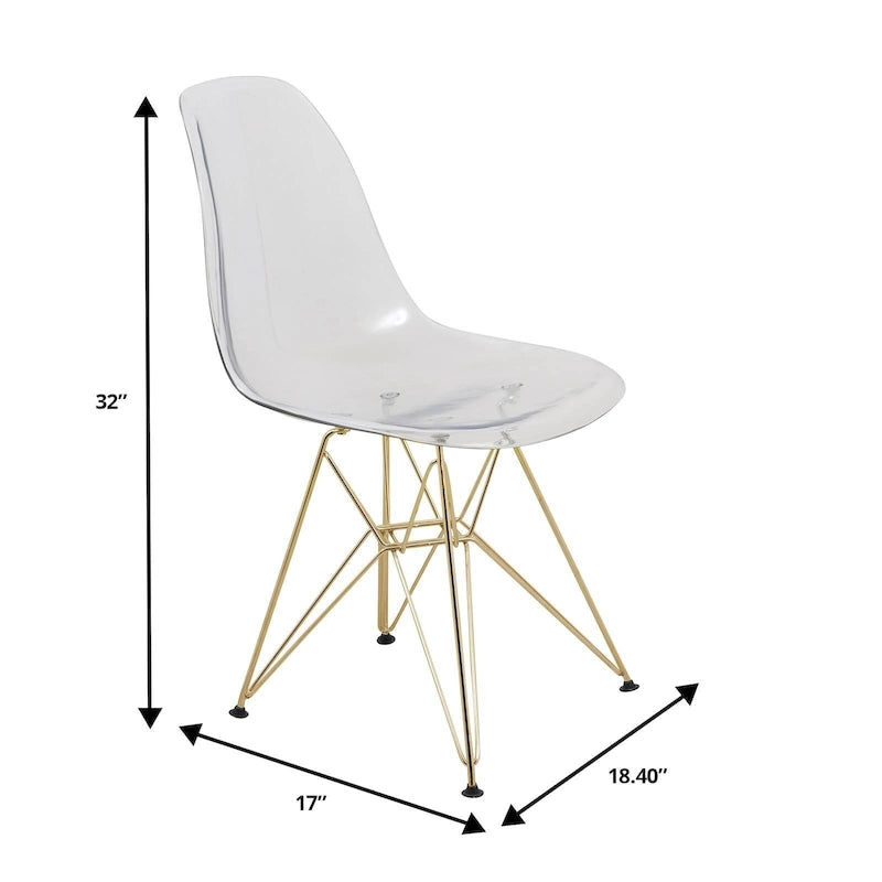 Ensemble de salle à manger 5 pièces Bristol – Table ronde 35" et 4 chaises en plastique avec base dorée