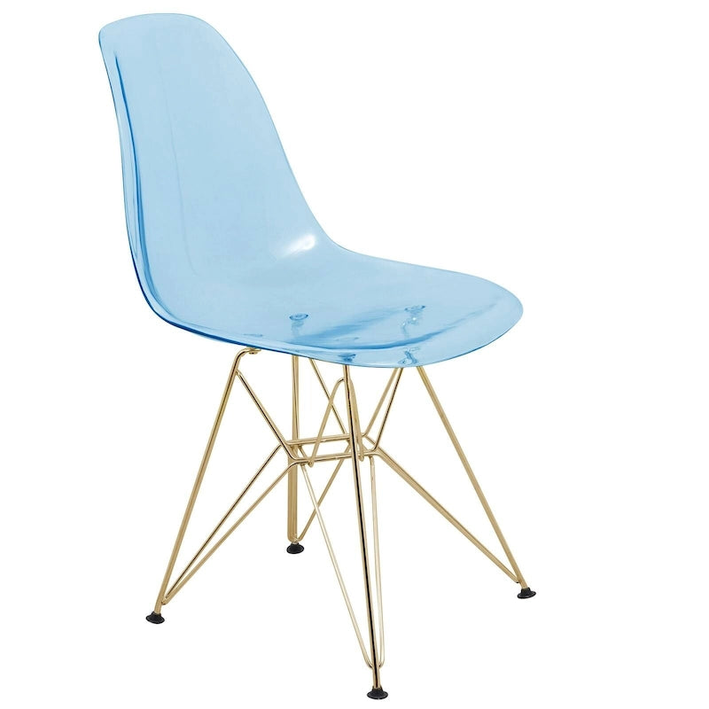 Ensemble de salle à manger 5 pièces Bristol – Table ronde 35" et 4 chaises en plastique avec base dorée