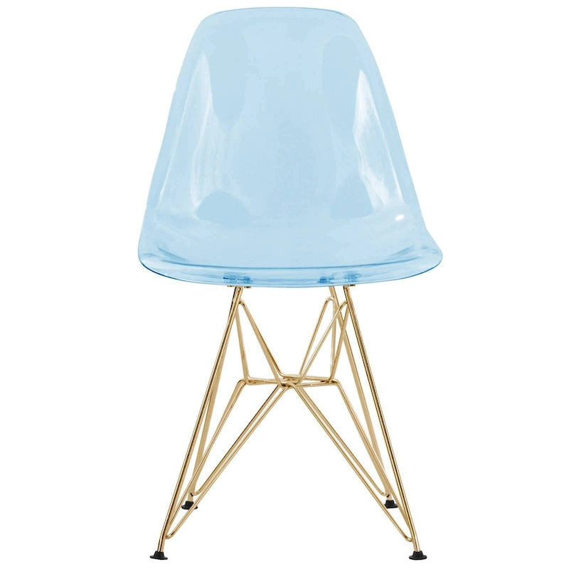 Ensemble de salle à manger 5 pièces Bristol – Table ronde 35" et 4 chaises en plastique avec base dorée