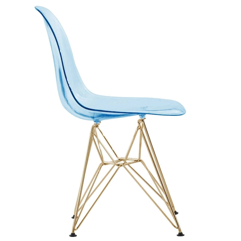 Ensemble de salle à manger 5 pièces Bristol – Table ronde 35" et 4 chaises en plastique avec base dorée