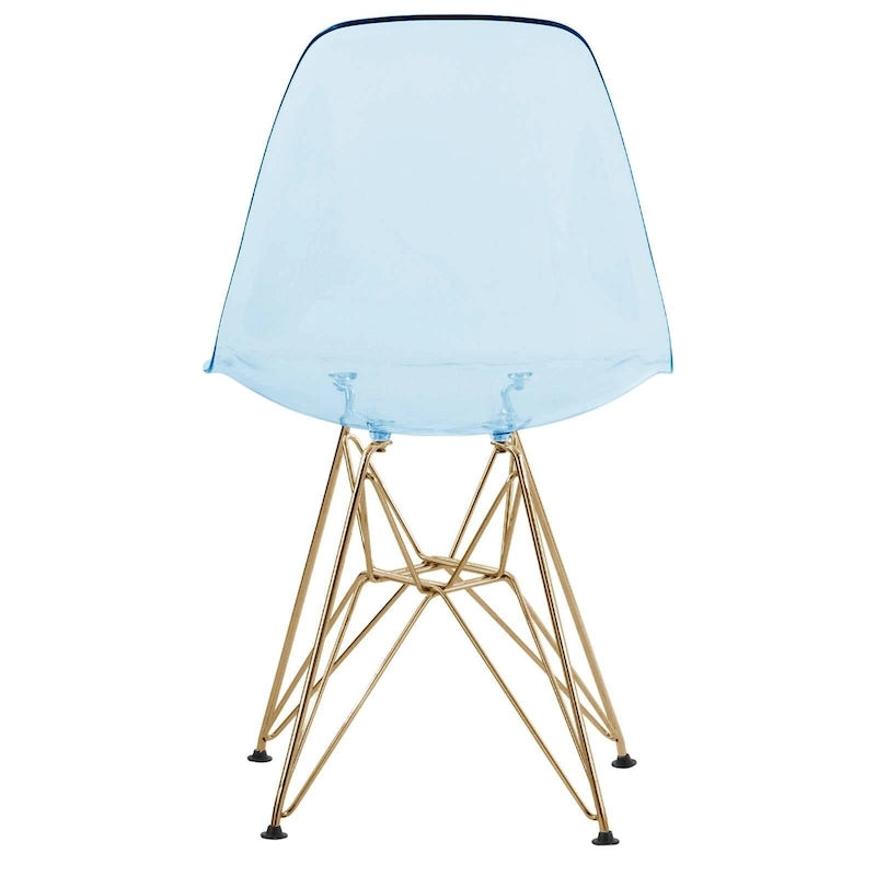 Ensemble de salle à manger 5 pièces Bristol – Table ronde 35" et 4 chaises en plastique avec base dorée
