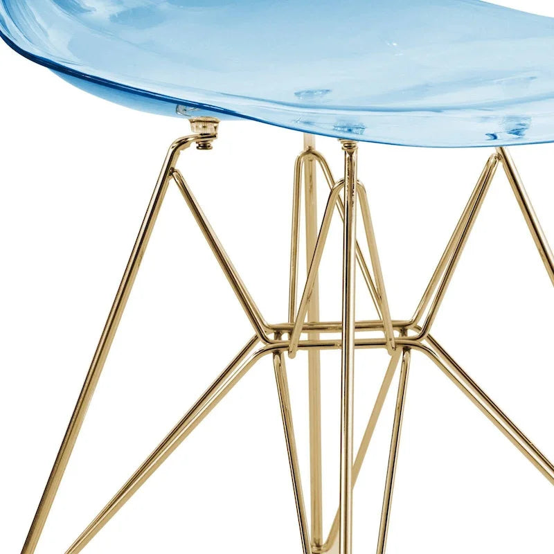 Ensemble de salle à manger 5 pièces Bristol – Table ronde 35" et 4 chaises en plastique avec base dorée
