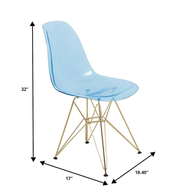 Ensemble de salle à manger 5 pièces Bristol – Table ronde 35" et 4 chaises en plastique avec base dorée