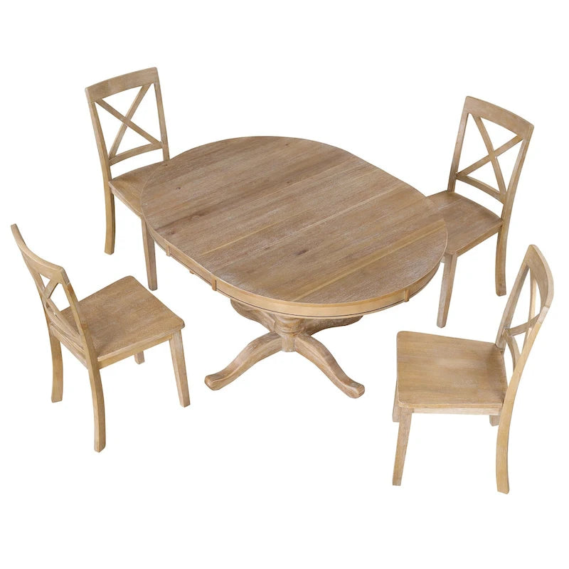 Ensemble de table à manger moderne pour 4 personnes avec table ronde et 4 chaises de cuisine, ensemble de table de cuisine 5 pièces pour salle à manger