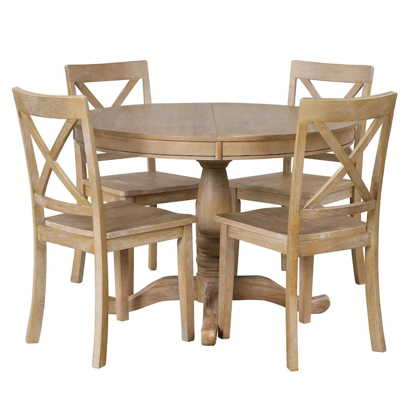 Ensemble de table à manger moderne pour 4 personnes avec table ronde et 4 chaises de cuisine, ensemble de table de cuisine 5 pièces pour salle à manger