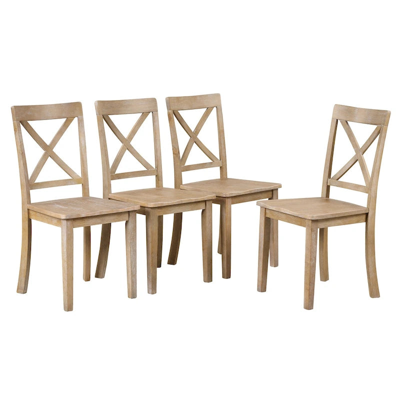 Ensemble de table à manger moderne pour 4 personnes avec table ronde et 4 chaises de cuisine, ensemble de table de cuisine 5 pièces pour salle à manger