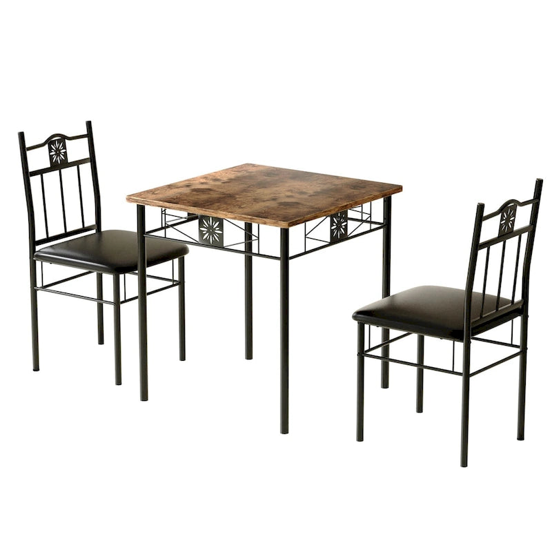 VECELO Ensemble table et chaises de salle à manger 3/5 pièces, ensembles de salle à manger marron antique