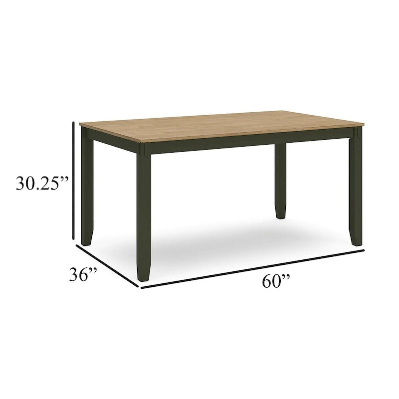 Ensemble table de salle à manger Gasy avec 4 chaises, 1 banc, bois vert foncé, marron