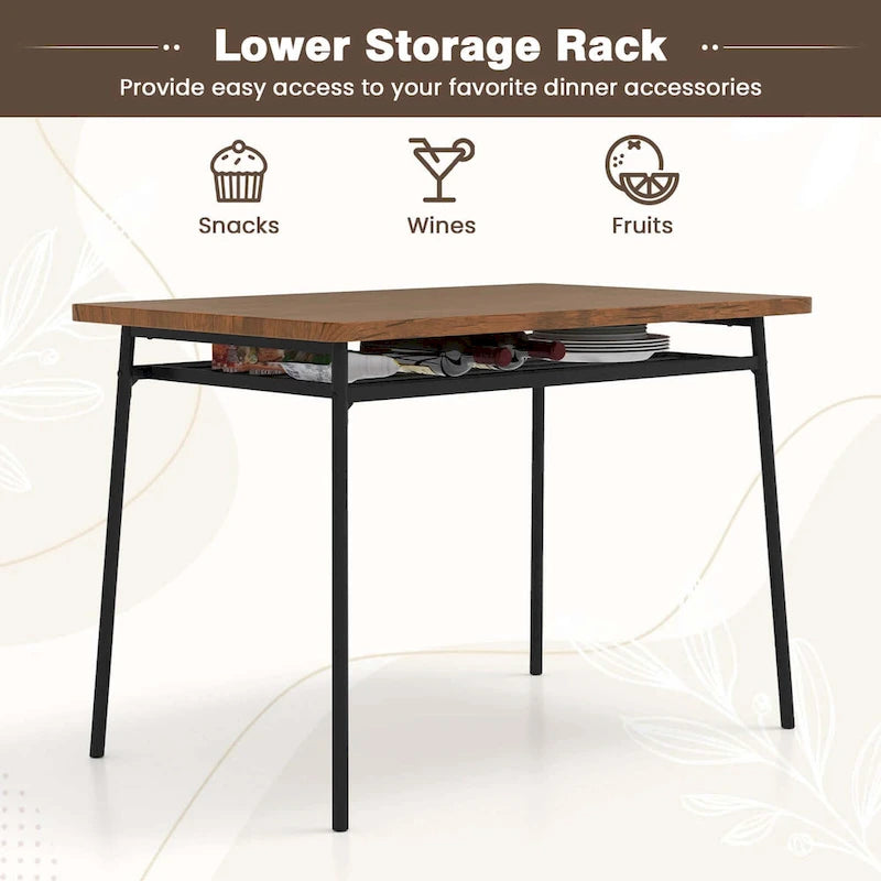 Ensemble table de cuisine carrée et 4 chaises Costway 5 pièces en bois avec cadre en métal
