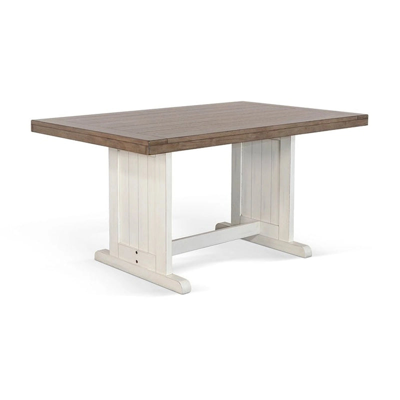 Ensemble coin-repas 4 pièces Sime avec banc et table à manger blancs et marron