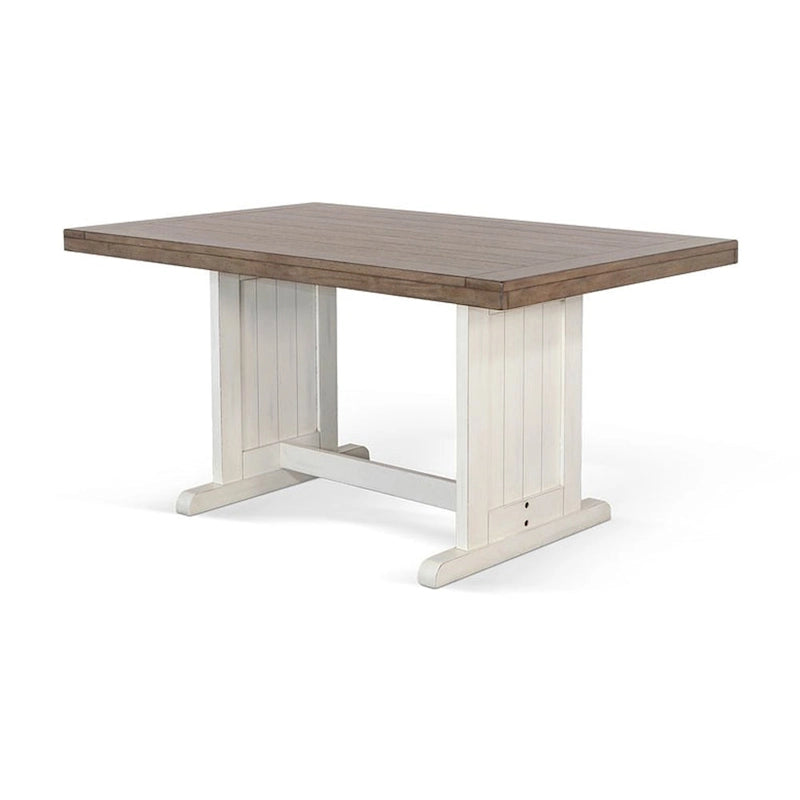 Ensemble coin-repas 4 pièces Sime avec banc et table à manger blancs et marron