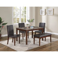 Ensemble de salle à manger 5 pièces, ensemble de dînette de cuisine avec table en faux marbre, banc et 3 chaises rembourrées en similicuir