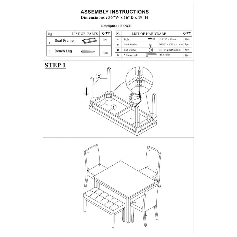 Ensemble de salle à manger 5 pièces, ensemble de dînette de cuisine avec table en faux marbre, banc et 3 chaises rembourrées en similicuir